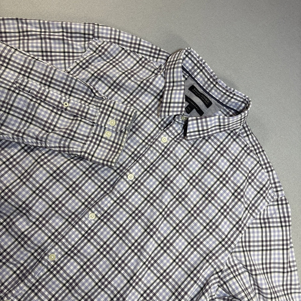 Banana Republic Non Iron Slim Fit Plaid Button Down Shirt Mens 2XL 18-18.5